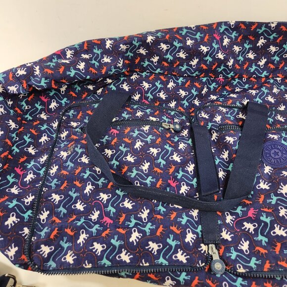 Kipling Monkey Pattern Duffel Bag Blue Large - Picture 4 of 10